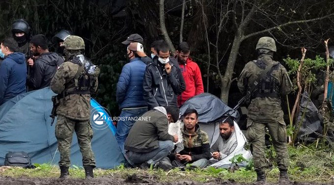 Kurdish migrants on Belarus's border with Poland and Lithuania. (Photo: K24)